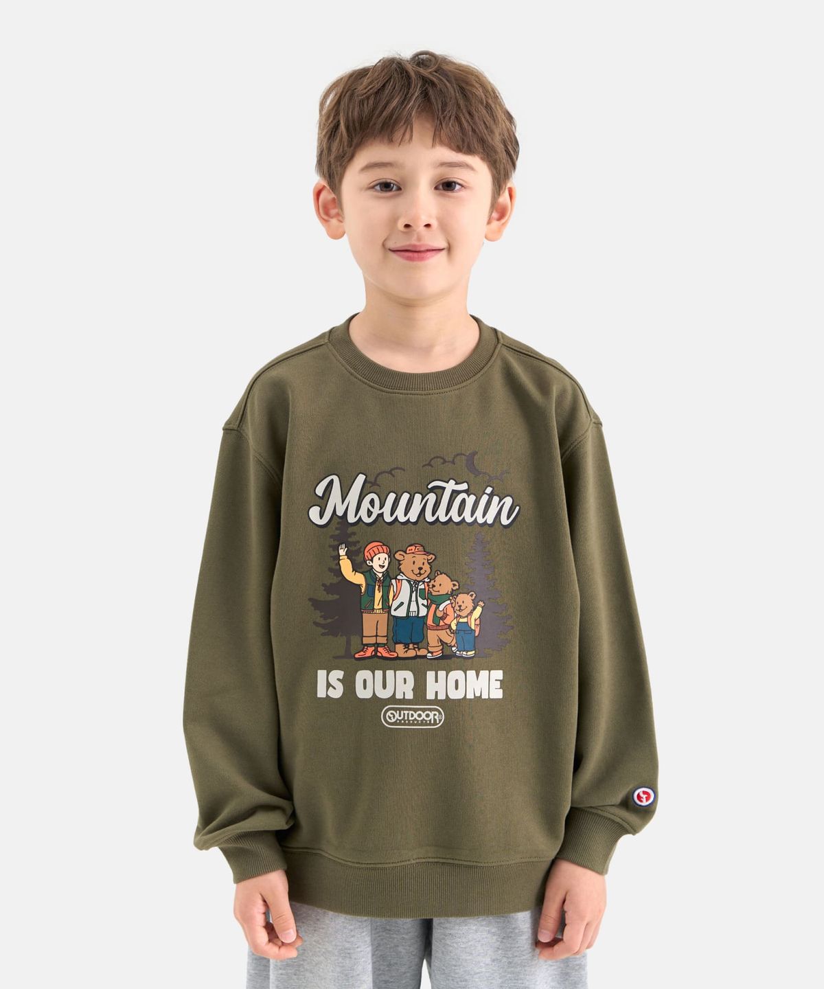 아웃도어 프로덕츠 키즈(OUTDOOR PRODUCTS KIDS) 베어 패밀리 맨투맨 (카키) OD253IMM12_KHA