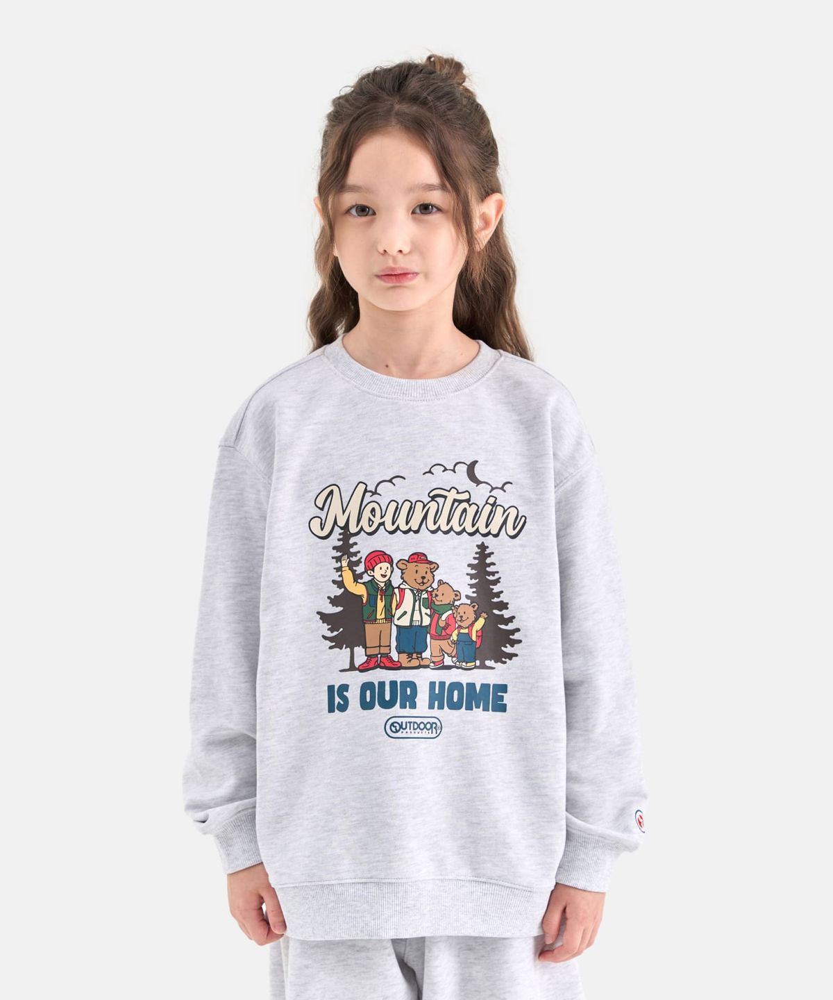 아웃도어 프로덕츠 키즈(OUTDOOR PRODUCTS KIDS) 베어 패밀리 맨투맨 (멜란지 화이트) OD253IMM12_MWH