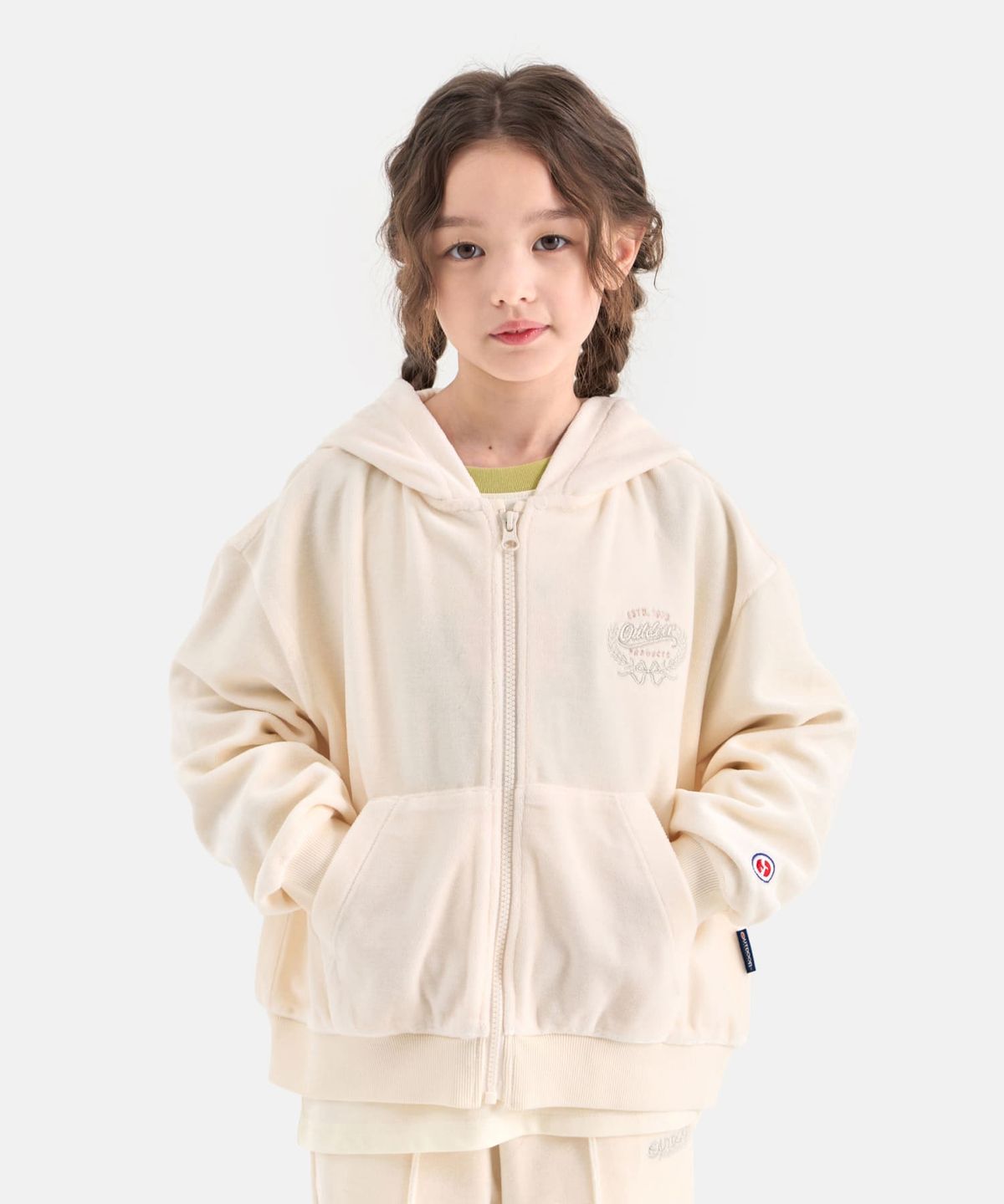 아웃도어 프로덕츠 키즈(OUTDOOR PRODUCTS KIDS) 여아 벨로아 후드집업 (크림) OD253IHZ72_CRE