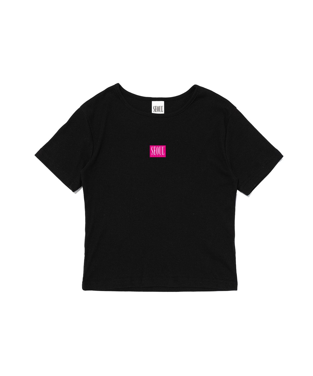서울어패럴(SEOUL APPAREL) 박스 로고 크롭 반팔 티셔츠 (블랙)