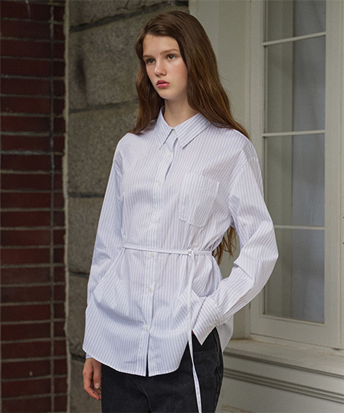 디애니(THE ANY) Stripe Wrap Shirt