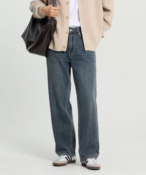 로우 세미 와이드 워싱 데님 팬츠 (Vinage Blue)