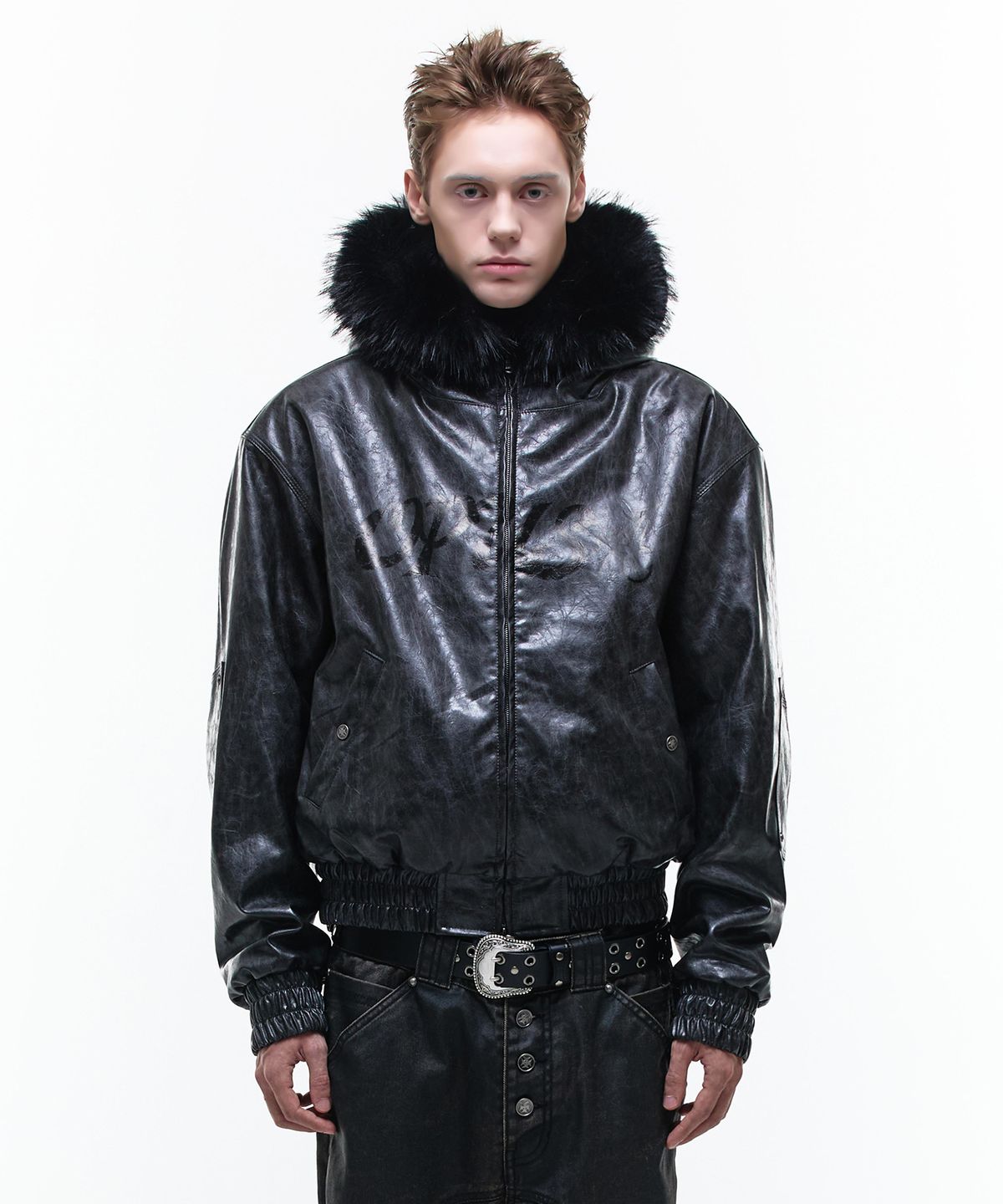 오퍼스 0012(OPUS 0012) Op. 00 OP-USA HOODED LEATHER BOMBER BLACK