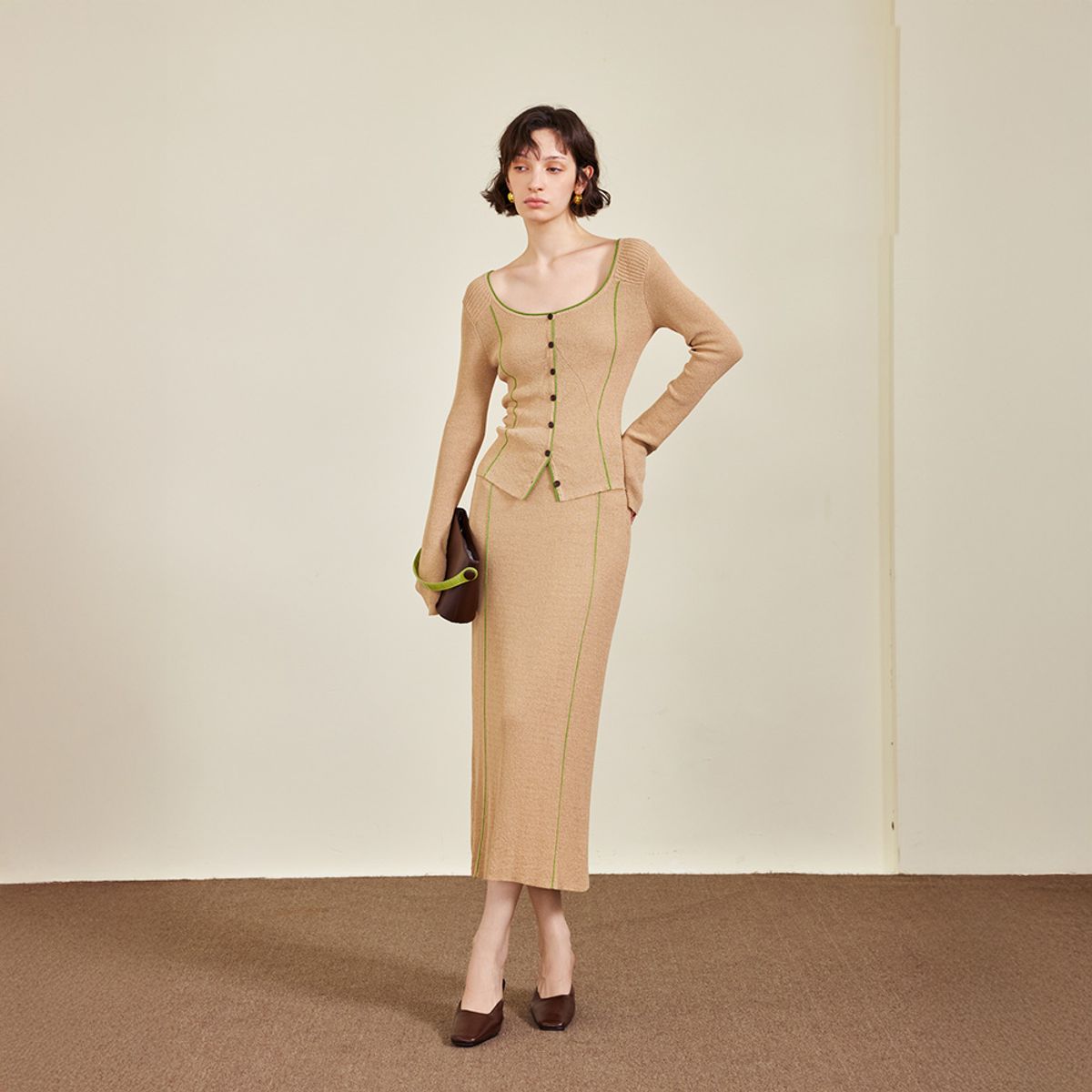 와이와이아이엠(YYIAM) YY_Color-blocked slim skirt