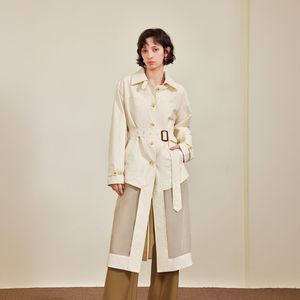 YY_Belt cinched waist mid-length coat