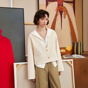 YY_V-neck single-breasted jacket