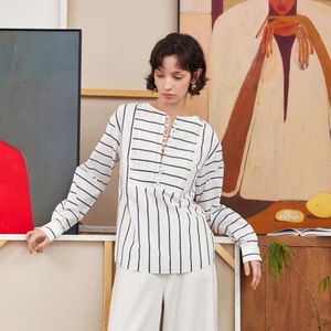 YY_Contrast striped long-sleeved top