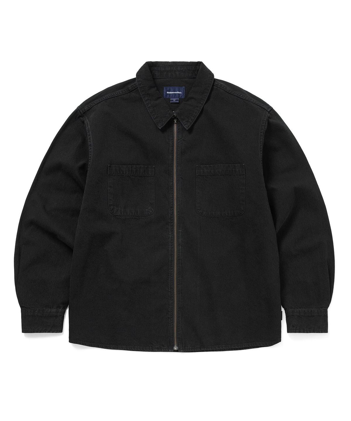 디스이즈네버댓(THISISNEVERTHAT) Washed Denim Zip Shirt Black