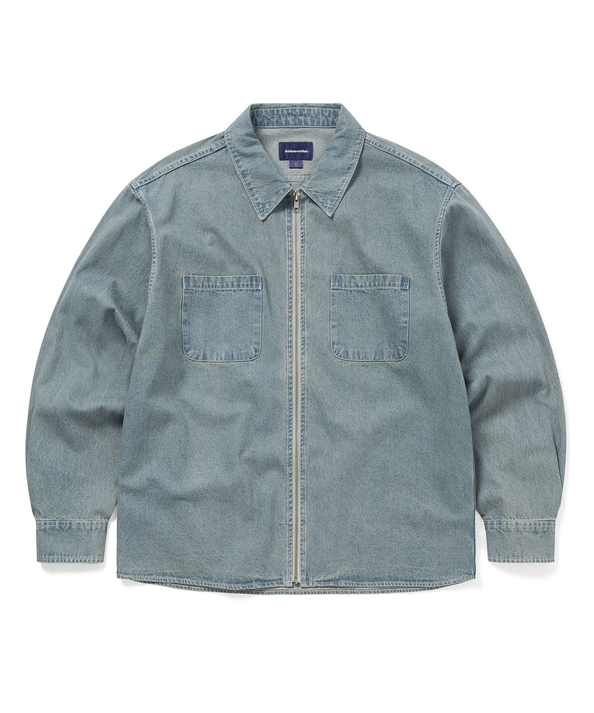 디스이즈네버댓(THISISNEVERTHAT) Washed Denim Zip Shirt Washed Blue