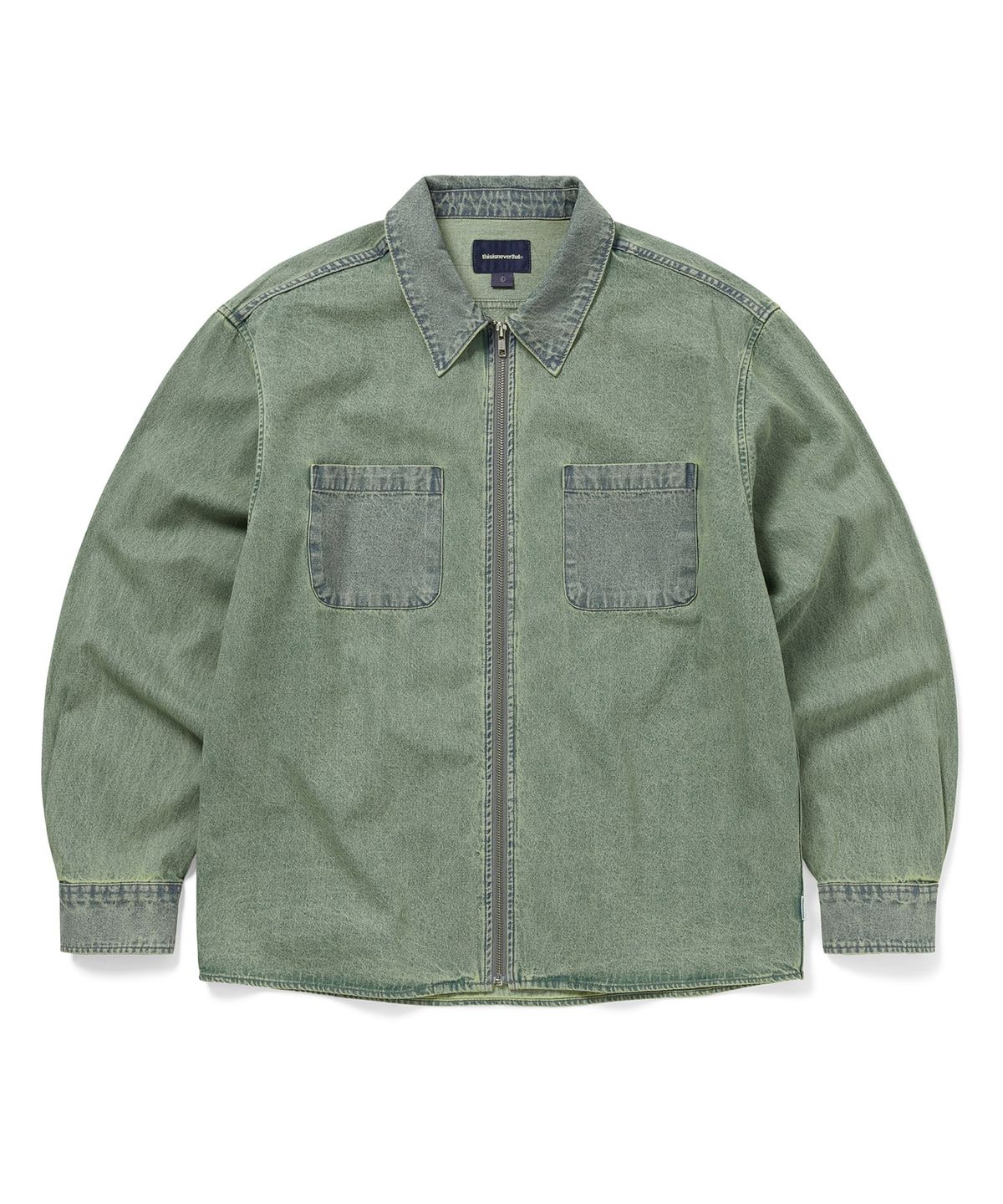 디스이즈네버댓(THISISNEVERTHAT) Washed Denim Zip Shirt Tint