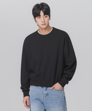 [기모추가]레귤러핏 세미 크롭 맨투맨 MAR314 (2 COLOR)