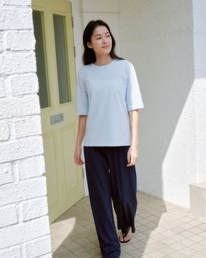 에어리 베이직 반팔 티셔츠(FMHST4025M)_스카이블루