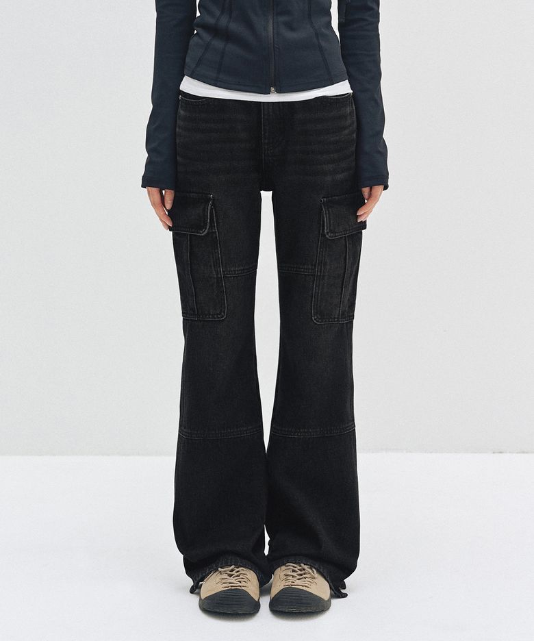 Cargo Semi Flared Jeans DCWPT014BLACK