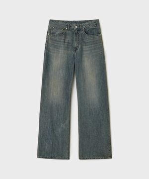 트루 와이드 데님 팬츠 - 스모크 인디고