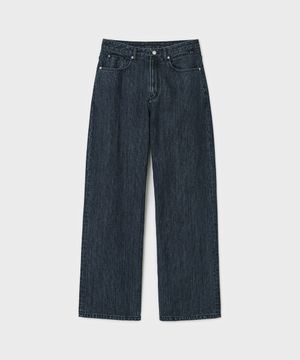 미드 와이드 데님 팬츠 - 레일 인디고