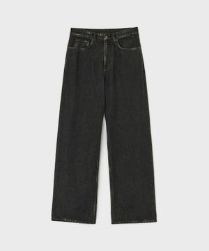 미드 와이드 데님 팬츠 - 앤틱 블랙