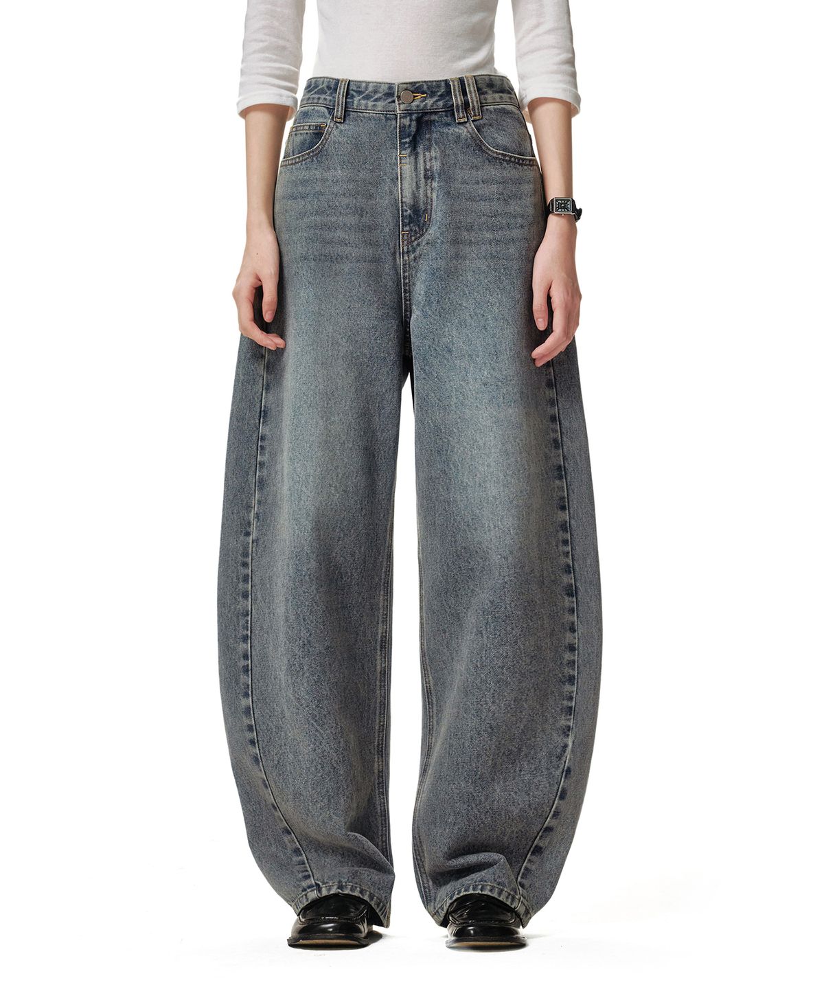 데케트 우먼(DECET WOMEN) Curved Wide Jeans DCWPT013BLUE