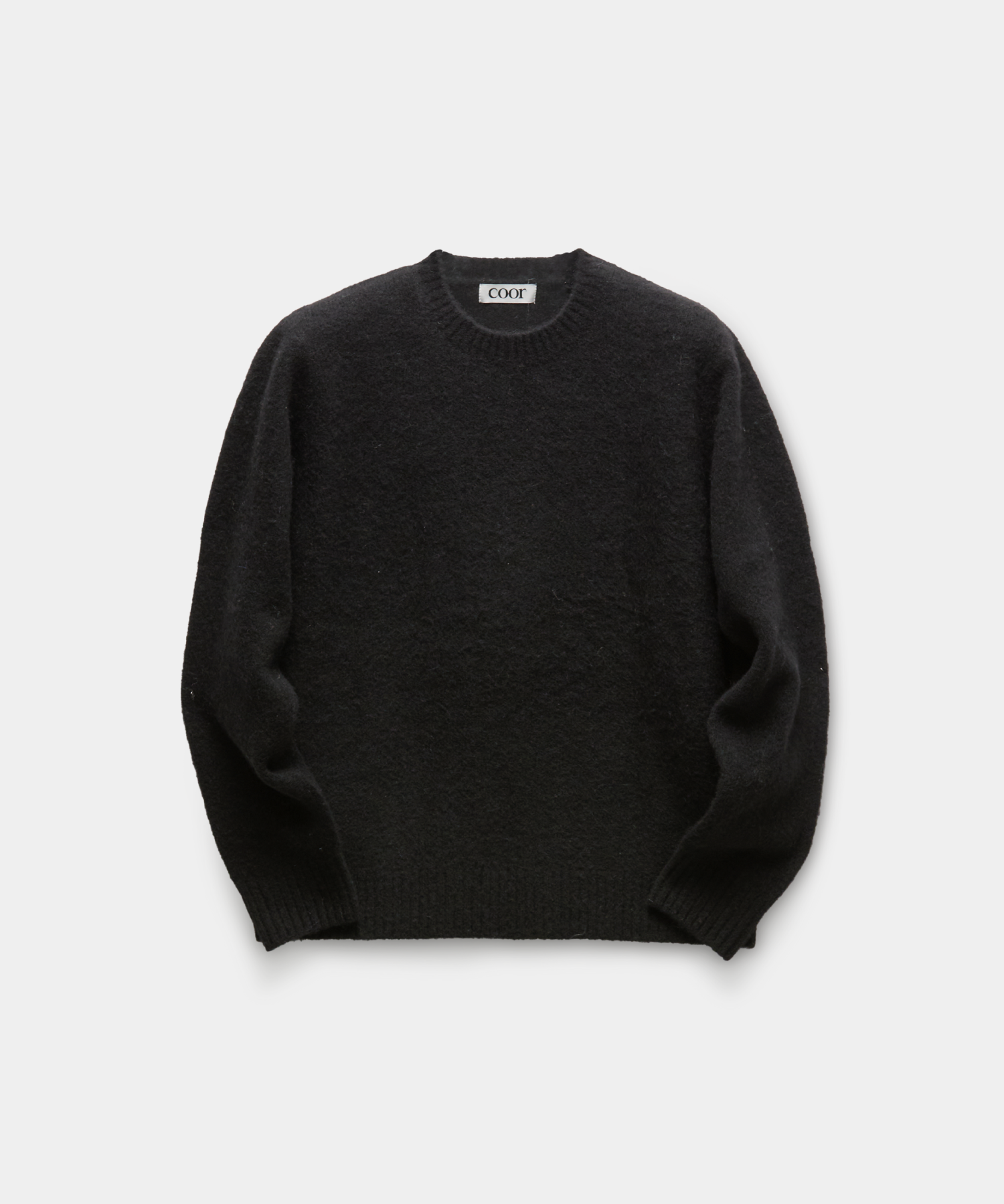 MUSINSA | COOR Hairy alpaca blend crewneck sweater (black)
