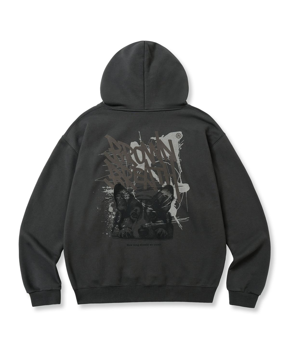 브라운브레스(BROWNBREATH) WAITING TAG V2 HOODIE - CHARCOAL
