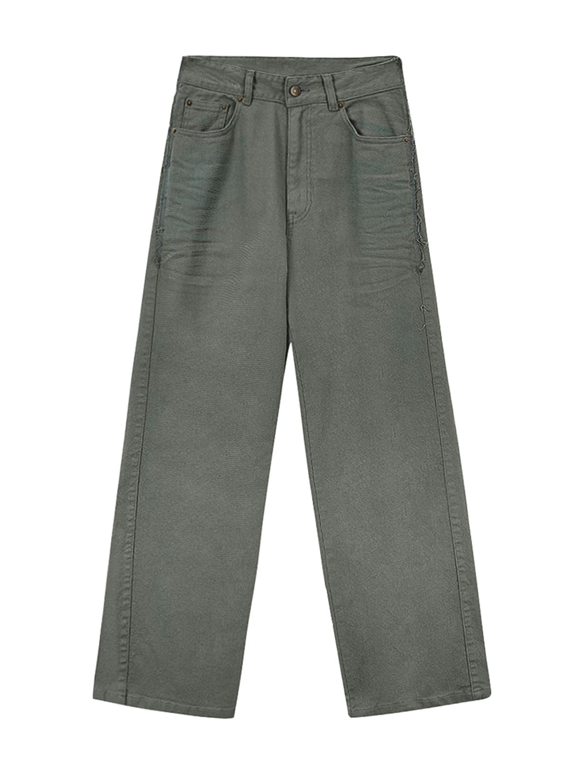 마뗑킴(MATIN KIM) COLOR POINT WASHED DENIM PANTS IN KHAKI