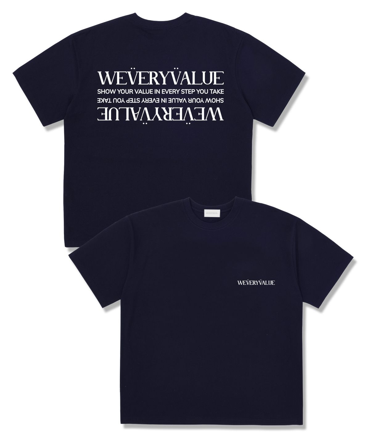 위베리벨류(WEVERYVALUE) V포인트 오버핏 반팔티셔츠 네이비