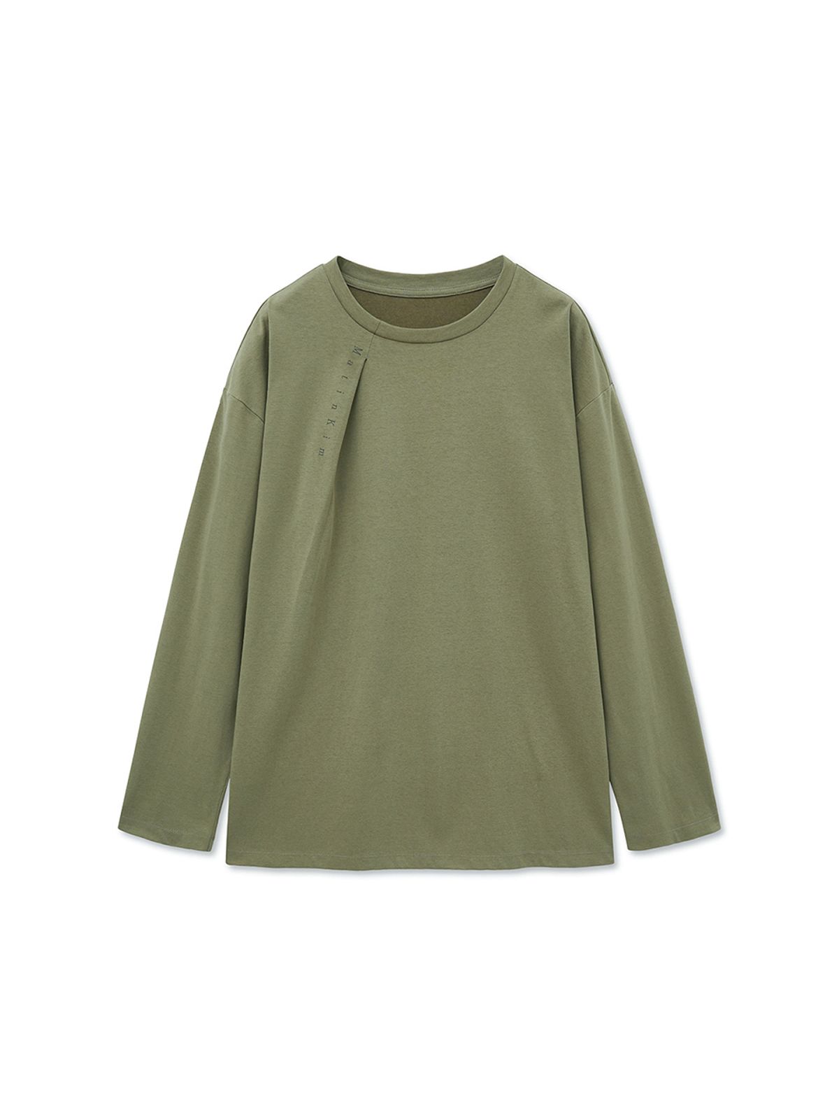 마뗑킴(MATIN KIM) TUCK POINT LONG SLEEVE TOP FOR MEN IN LIGHT KHAKI