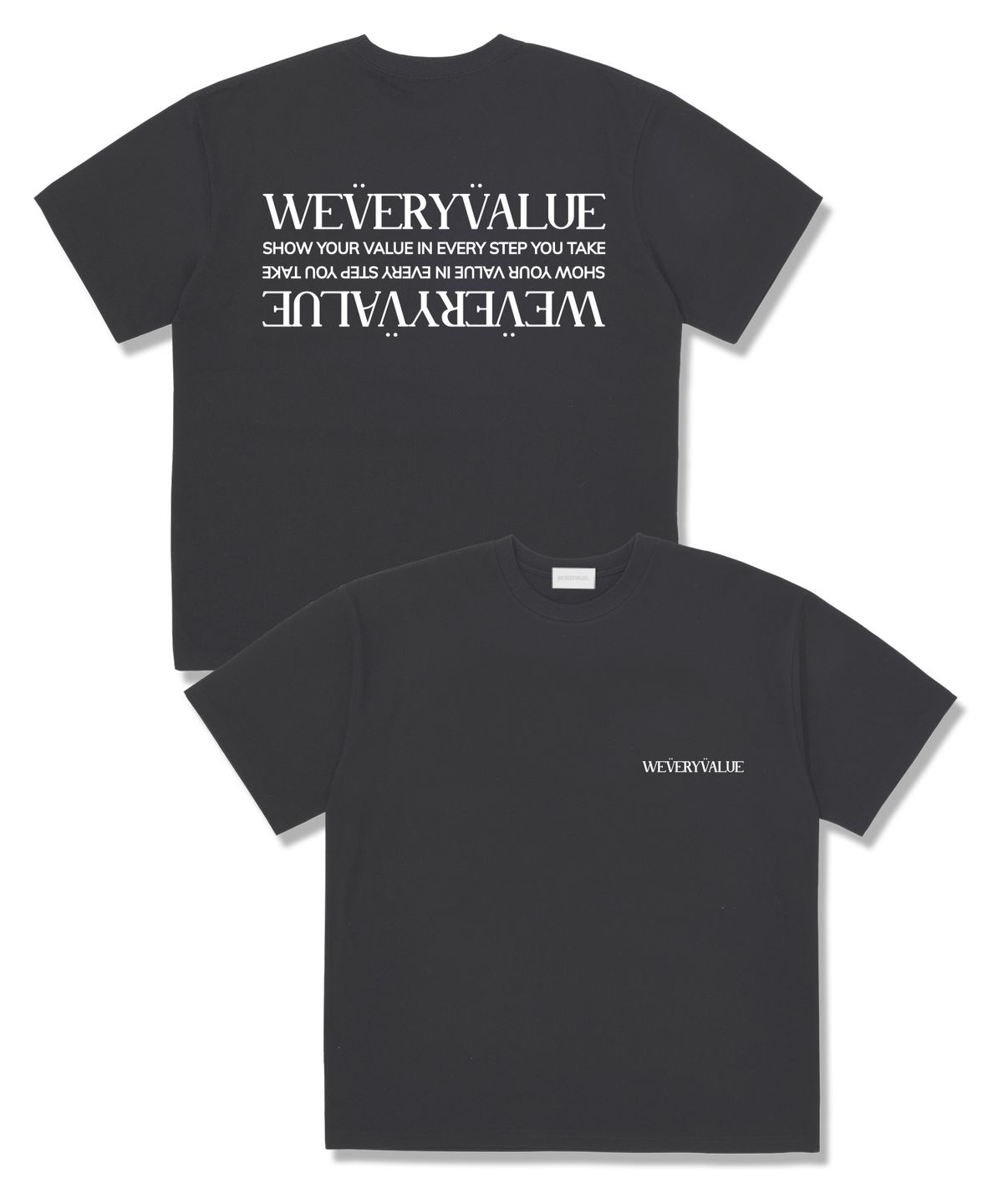 위베리벨류(WEVERYVALUE) V포인트 오버핏 반팔티셔츠 다크그레이