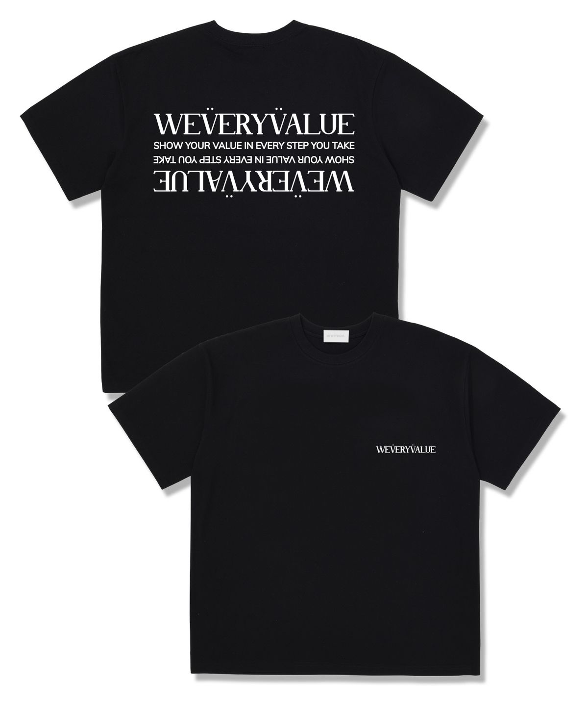 위베리벨류(WEVERYVALUE) V포인트 오버핏 반팔티셔츠 블랙