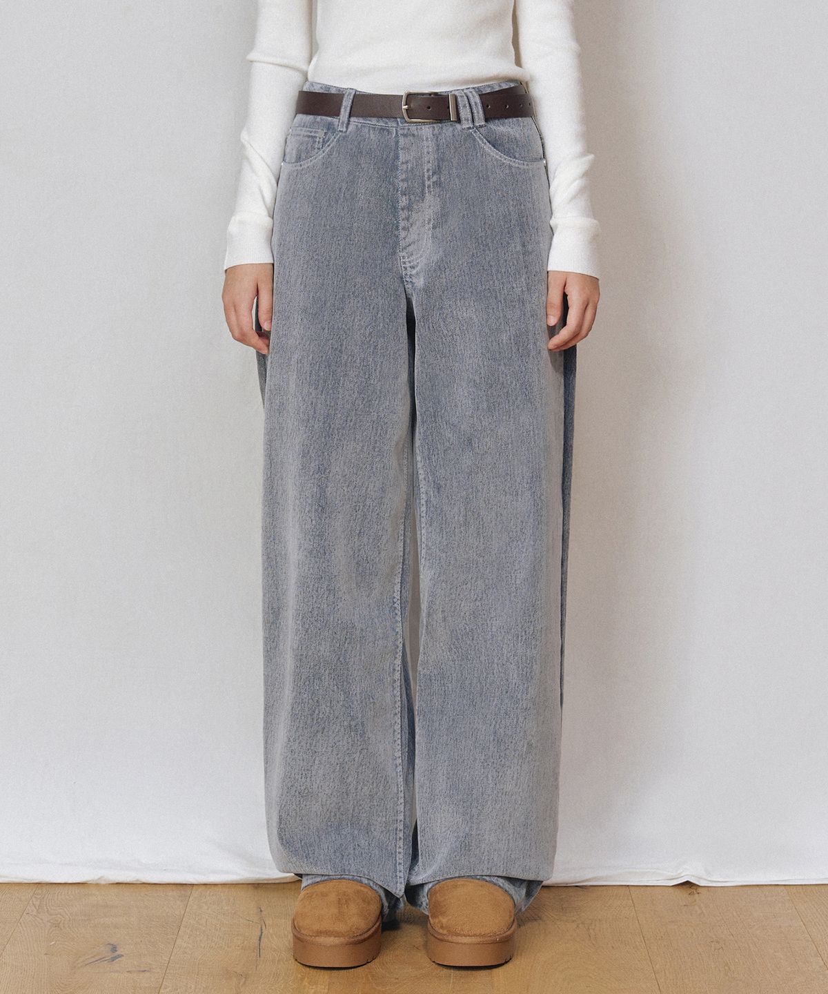 데케트 우먼(DECET WOMEN) [벨벳데님]Velvet Wide Jeans DCWPT018FOGBLUE