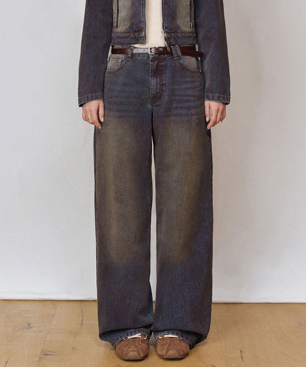 데케트 우먼(DECET WOMEN) [벨벳데님]Velvet Wide Jeans DCWPT018RUSTBLUE