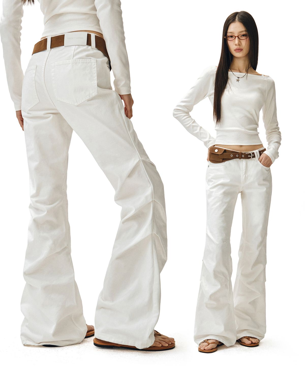 데케트 우먼(DECET WOMEN) Flared Shirring Pants DCWPT017WHITE