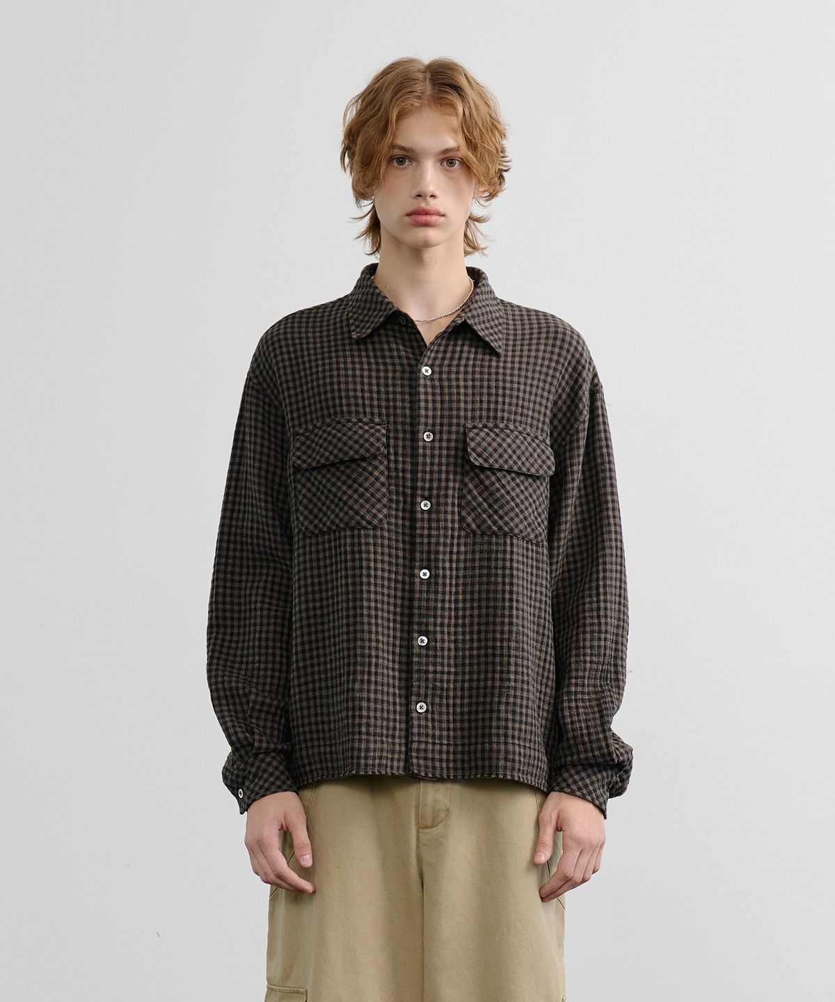 노운(NOUN) crop shirts (brown)