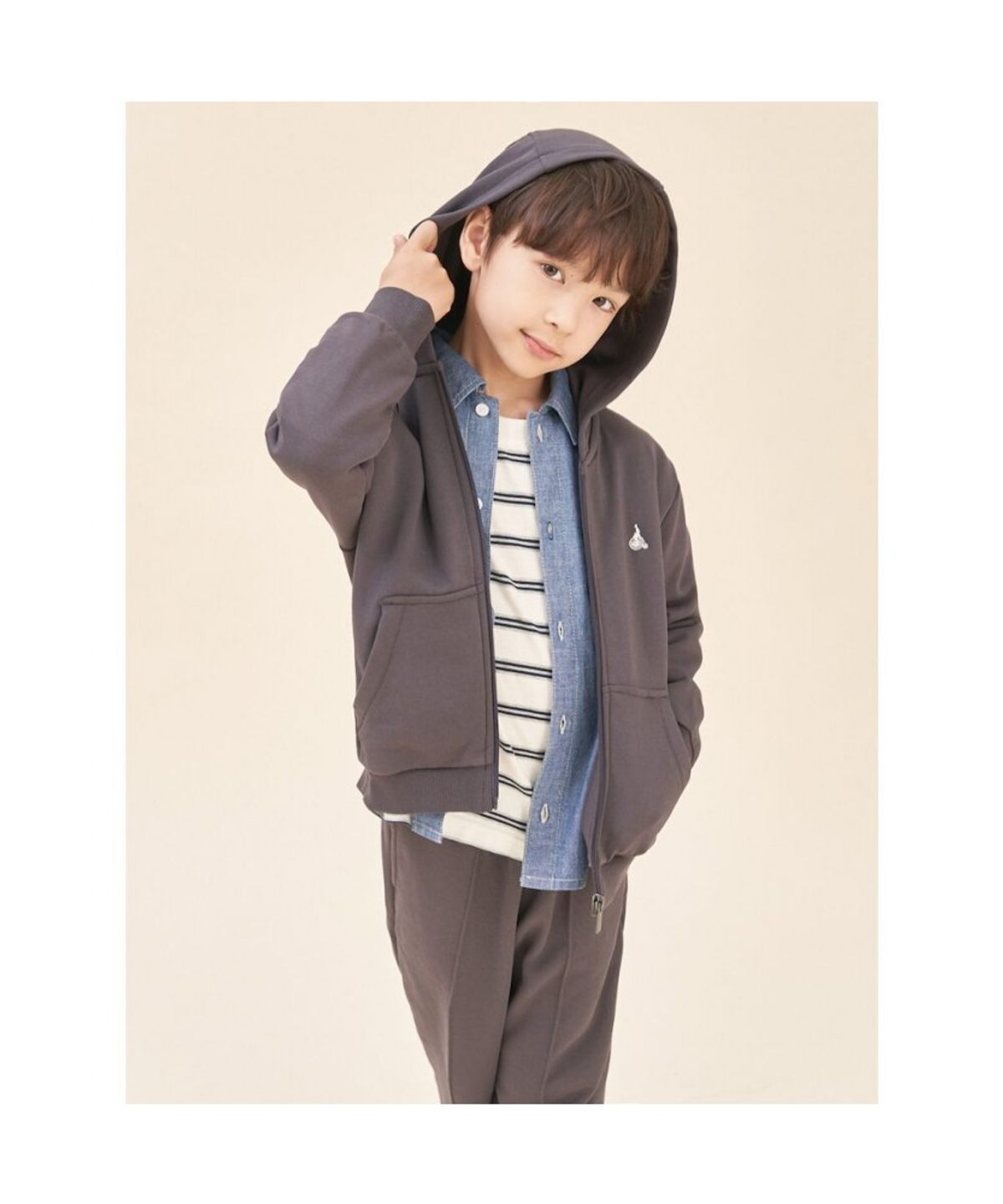 빈폴 키즈(BEANPOLE KIDS) 후드 집업 & 긴바지 2PCS 상하 세트  애쉬 (BI5841U064)