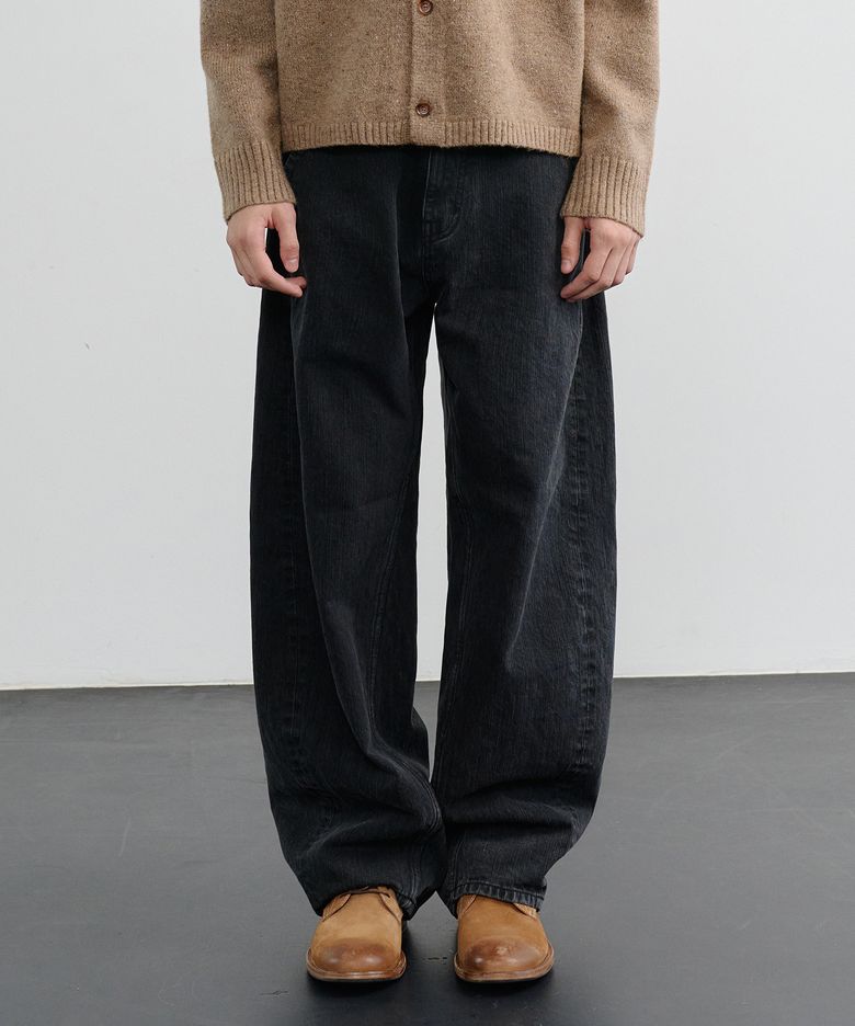 balanced denim pants (black)