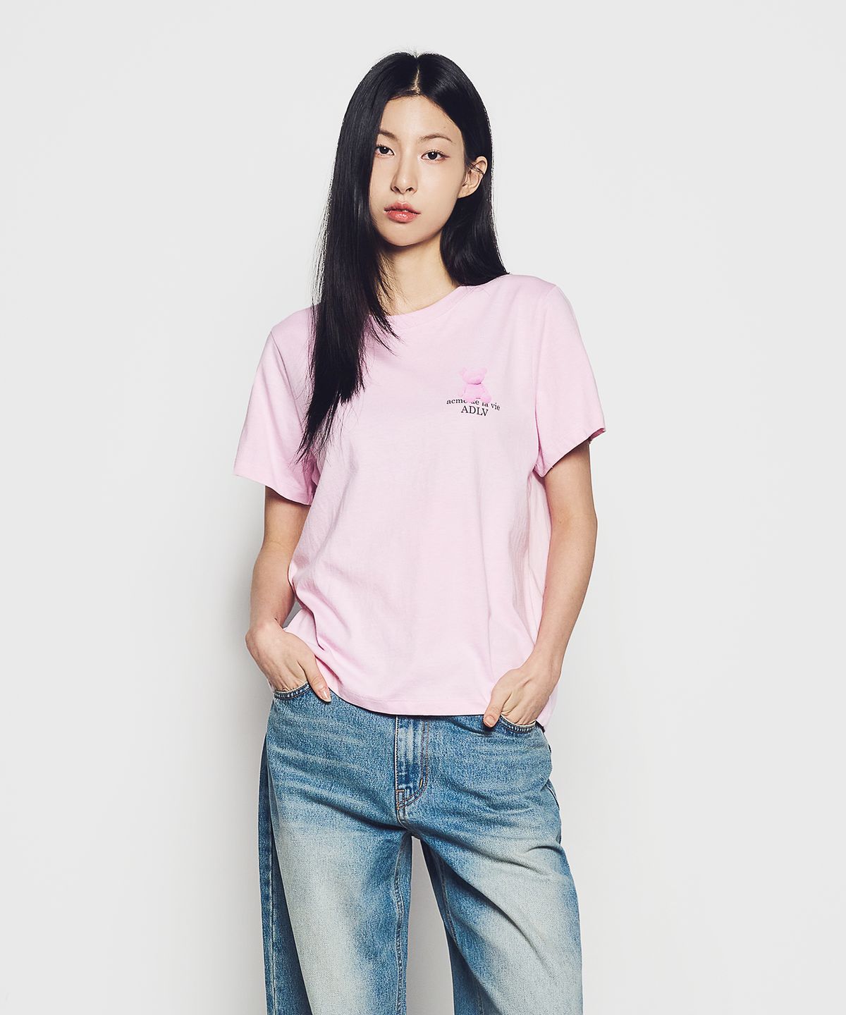 아크메드라비(ACME DE LA VIE) WOMAN FUZZY BEAR SHORT SLEEVE T-SHIRT (2 COLOR)
