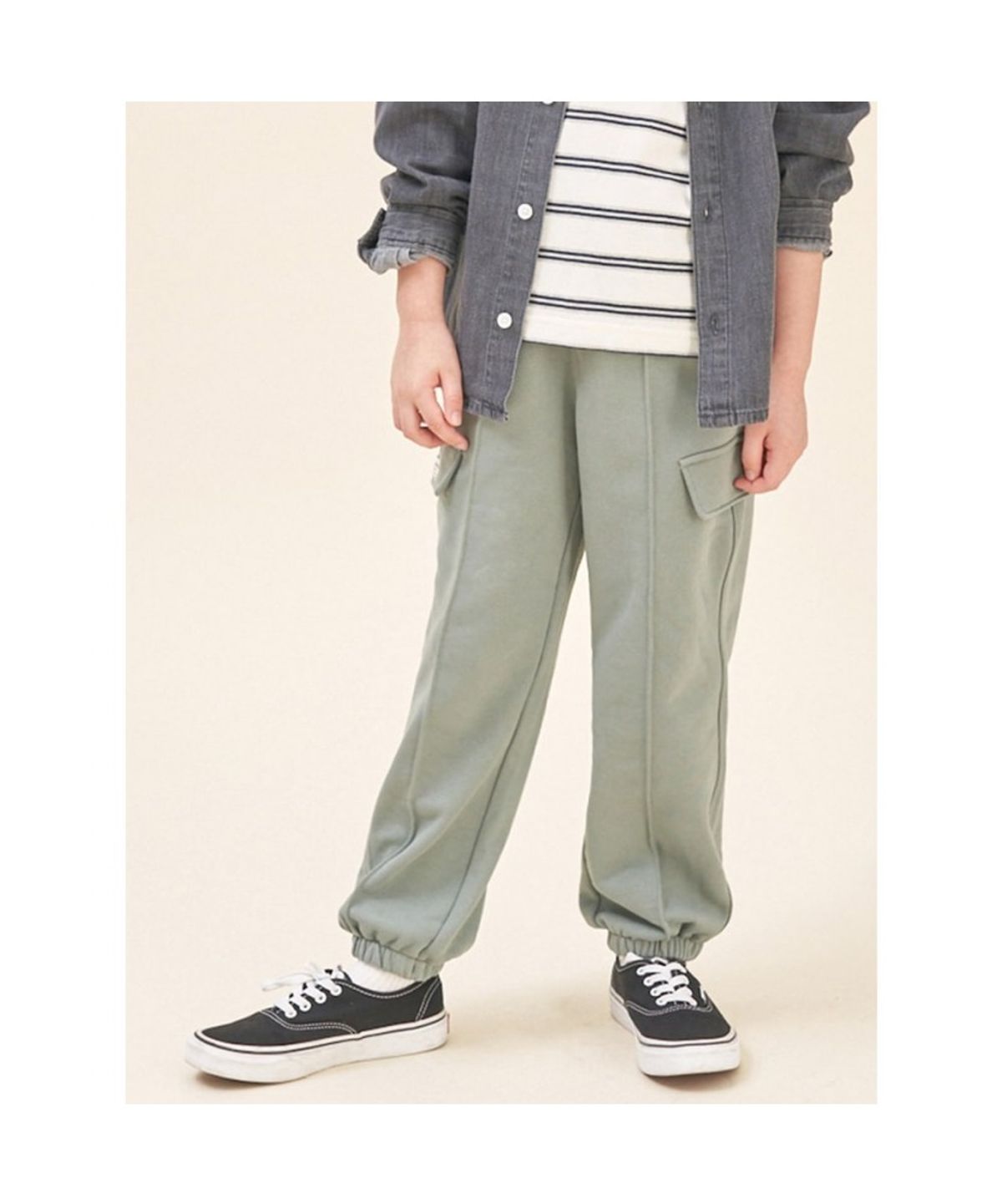 빈폴 키즈(BEANPOLE KIDS) 포켓 저지 와이드 팬츠  라이트 그린 (BI5821U06L)