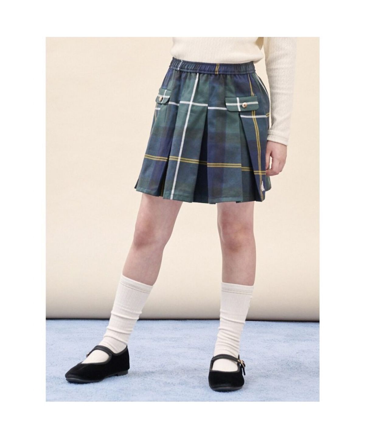 빈폴 키즈(BEANPOLE KIDS) 체크 플리츠 스커트  그린 (BI5827G06M)