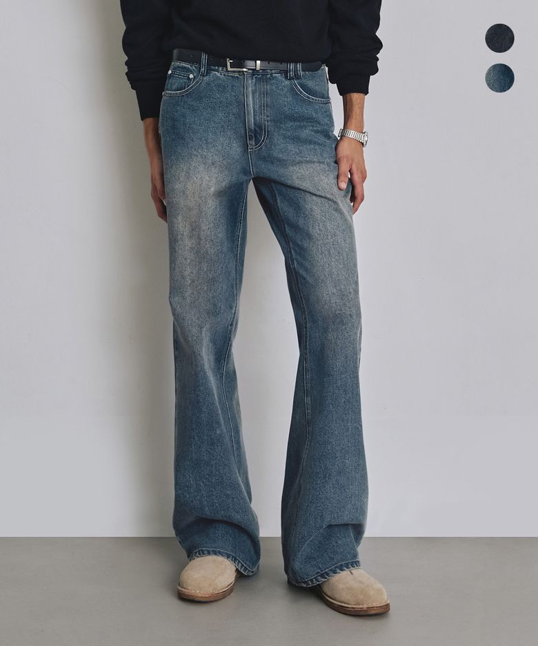 루즈핏 플레어 데님 팬츠 블루 COOSPT249BLUE