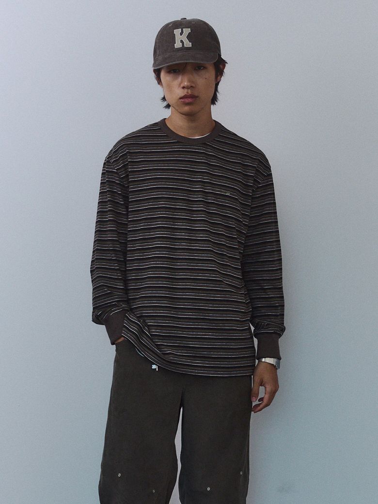 Fresh Border Long Sleeve Tee Brown