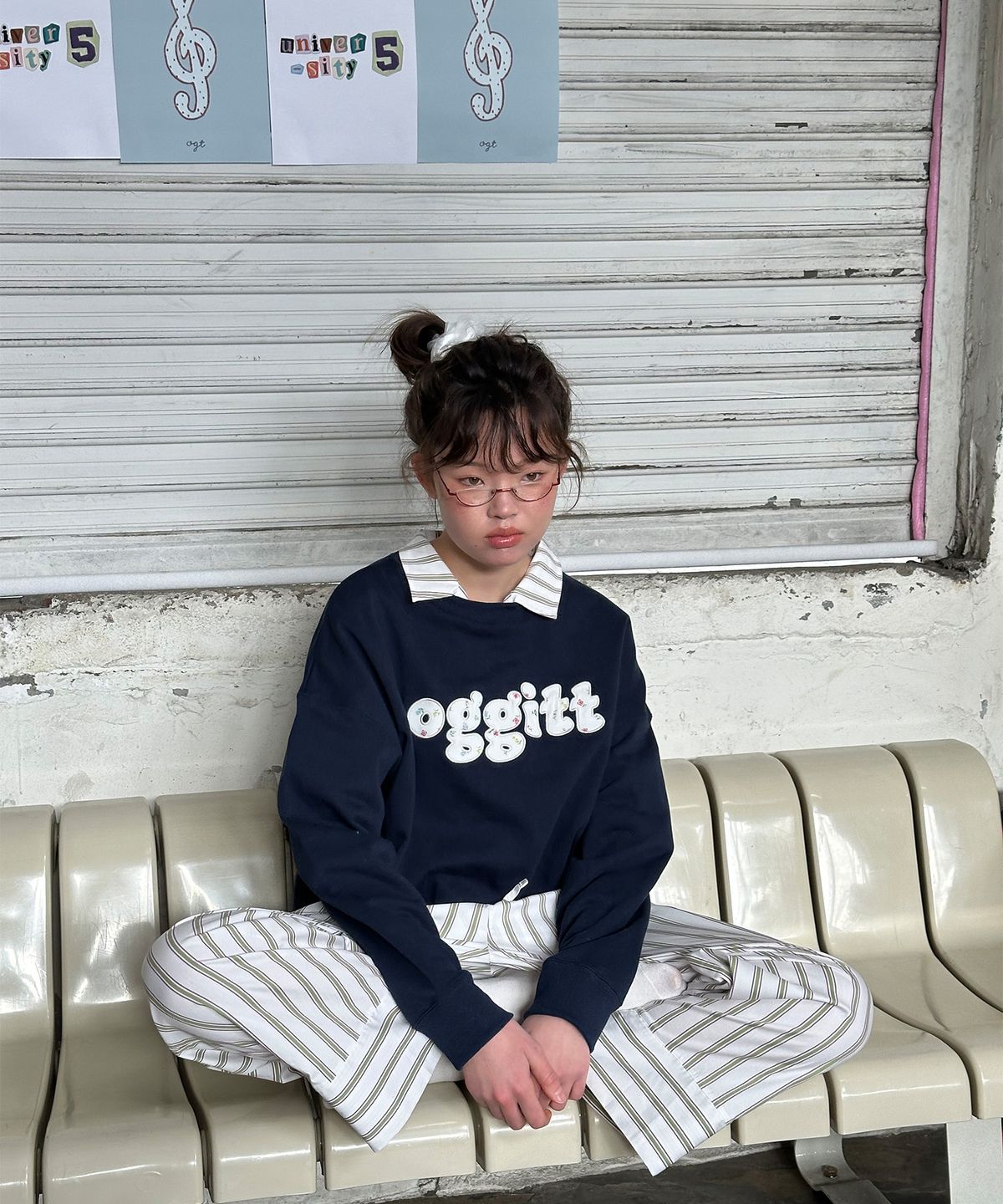오끼뜨(OGGITT) (uni)도미토리 시즌 스트라이프 파자마 무화과