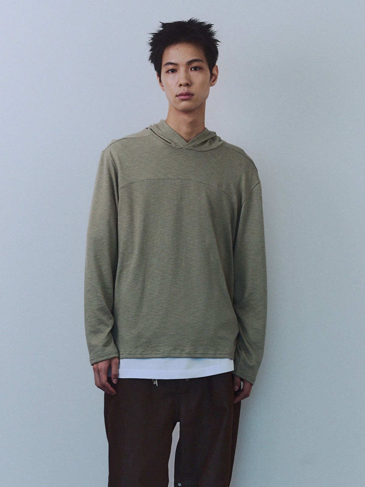 기준 맨(KIJUN MEN) Snug Knit Hood Tee Khaki