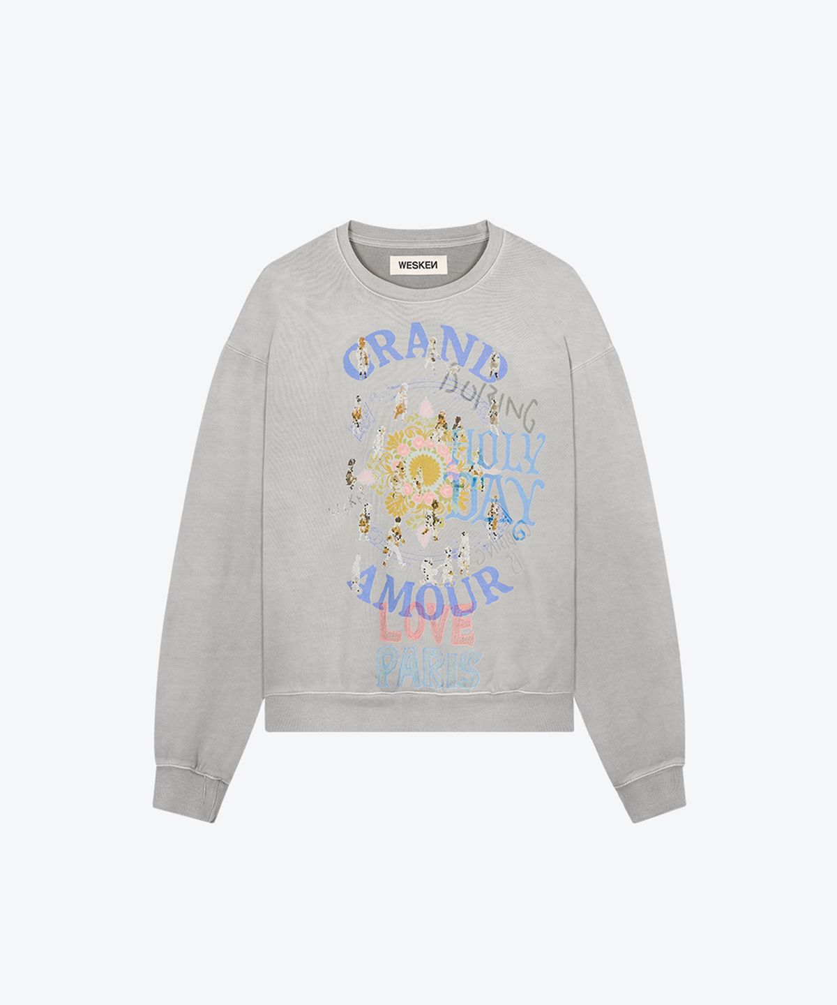 웨스켄(WESKEN) [UNISEX] OVERSIZED PARIS AMOUR SWEAT SHIRT (GREY)