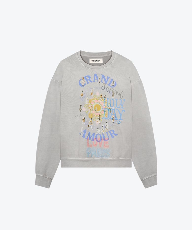 [UNISEX] OVERSIZED PARIS AMOUR SWEAT SHIRT (GREY)