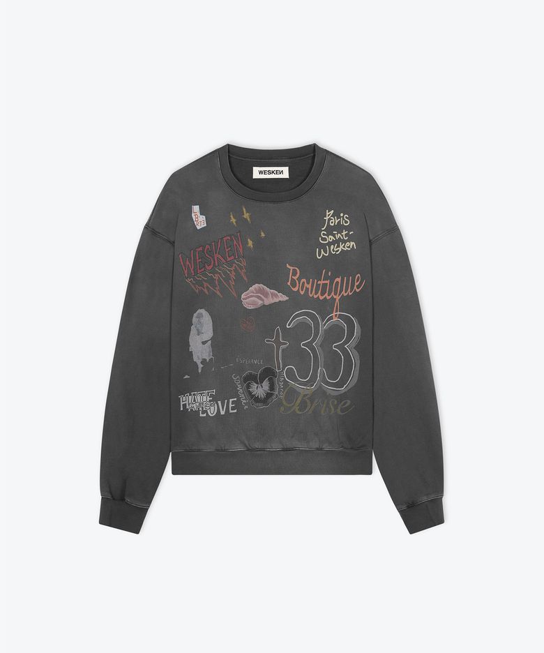 [UNISEX] OVERSIZED LIFE IN PARIS SWEAT SHIRT (CHARCOAL)