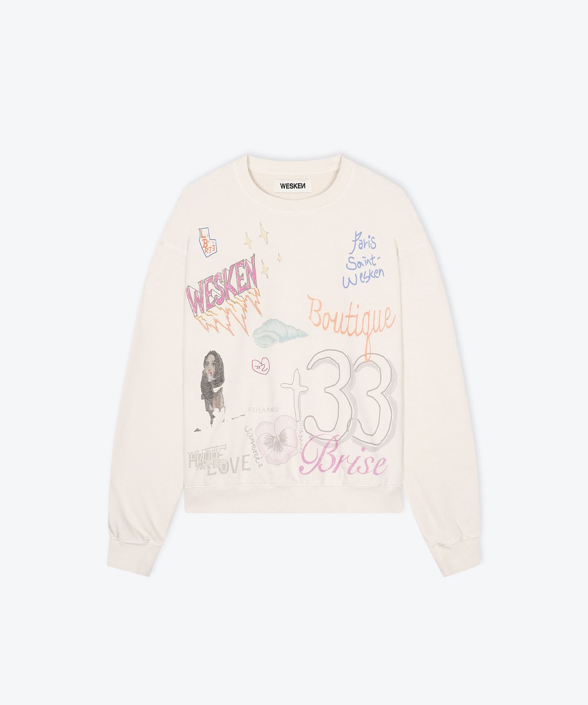 웨스켄(WESKEN) [UNISEX] OVERSIZED LIFE IN PARIS SWEAT SHIRT (OATMEAL)
