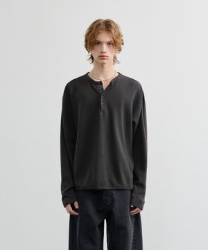 pique henley t-shirts (charcoal)