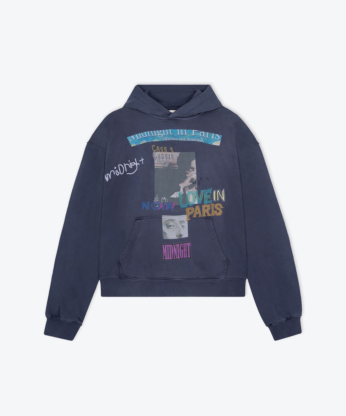 웨스켄(WESKEN) [UNISEX] OVERSIZED MIDNIGHT IN PARIS HOODIE (NAVY)
