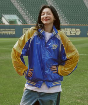 [LG트윈스x1993스튜디오] 나일론 배색 유광 점퍼_블루