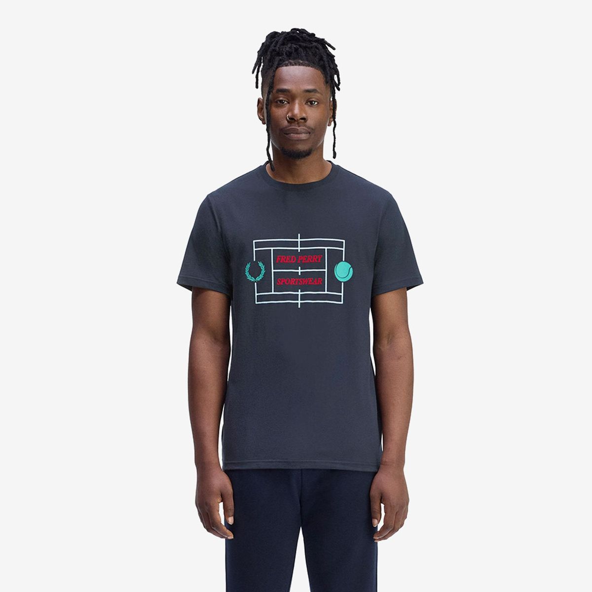 프레드페리(FRED PERRY) [Sport] 테니스 코트 그래픽 티셔츠 - 네이비 AFPM2531311-608