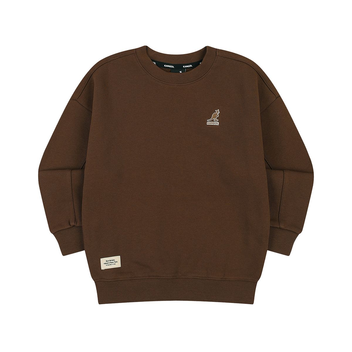 캉골키즈(KANGOL KIDS) 클럽 로고 브러쉬드 스웻셔츠 RD 0001 브라운